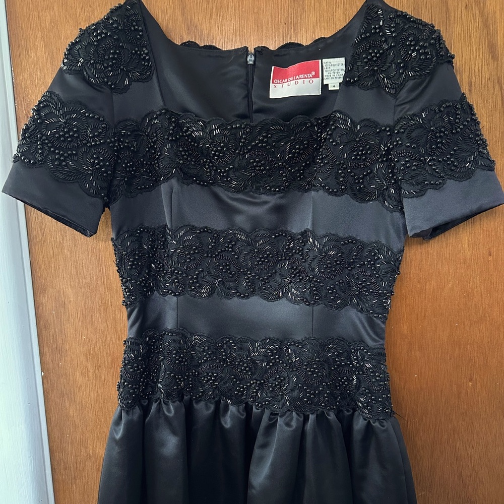 NWOT Black beaded Oscar De La Renta Studio vintage dress with beading.